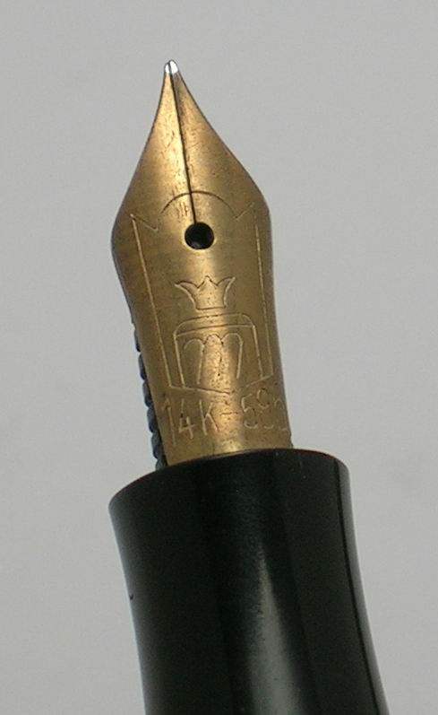 德国古董钢笔 merlin 金尖 蓝黑赛 按钮 #5713