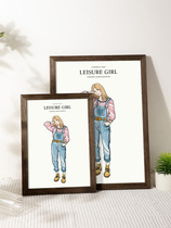 Wooden photo frame hanging wall solid wood log color large picture frame mounted a3a4 paper oil painting 4k8k eight open 12 inch 16 frame