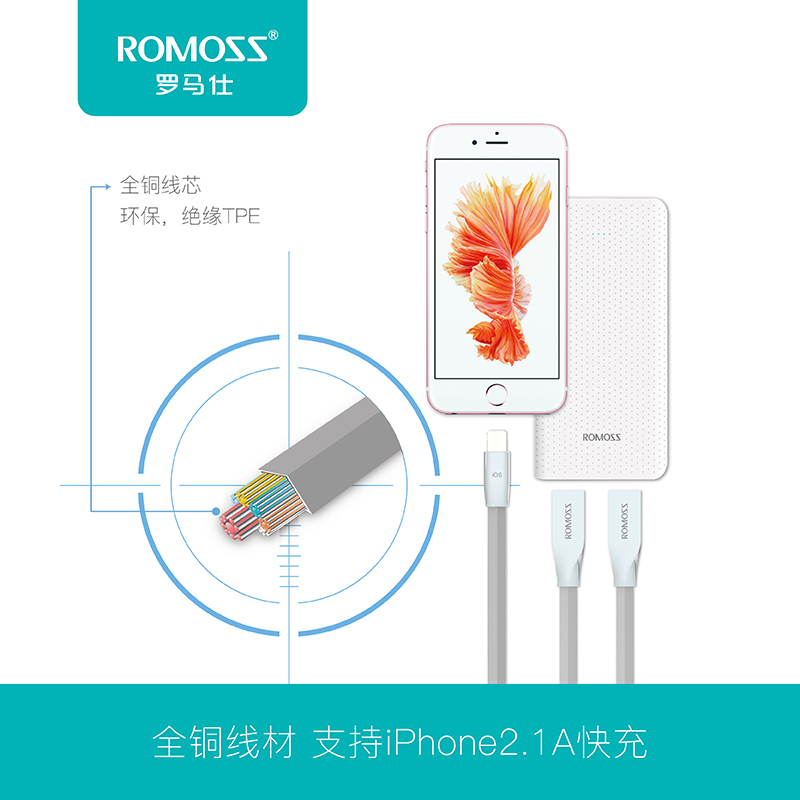 ROMOSS/罗马仕 二合一神兵数据线iPhone5/6/plus安卓手机通用充电产品展示图2