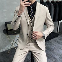 Autumn new suit suit men business dress three-piece set groom wedding dress casual single suit jacket