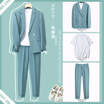 2021 autumn loose drop casual suit suit mens thin light mature wind Ruffian handsome small suit three-piece tide