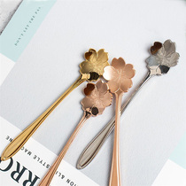 Spot Japanese imported SALUS cherry blossom coffee spoon Golden delicate spoon cute stainless steel mixing spoon