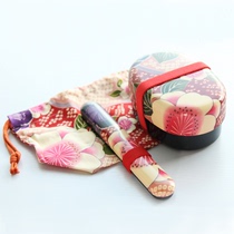 Spot Japanese imported HAKOYA cloth patch long corner double lunch box and wind bento box lunch box can be heated