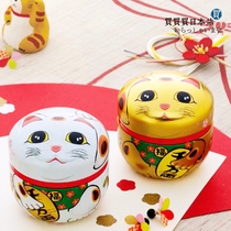 Spot Japan imported tea cans Tinplate coffee cans Japanese Lucky Cat tea tube cartoon storage cans