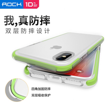 ROCK Apple X mobile phone shell iPhonexsmax transparent matte XR airbag all-inclusive anti-fall Xs Max soft cover liquid silicone 8x shell tide brand women and men black and white simple protective cover