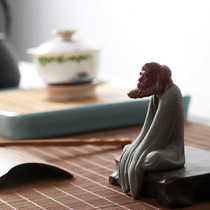 Tang Xing tea pet ornaments purple sand pottery Buddha statue character Tea play ornaments color sand Dharma ancestor tea pet boutique ornaments