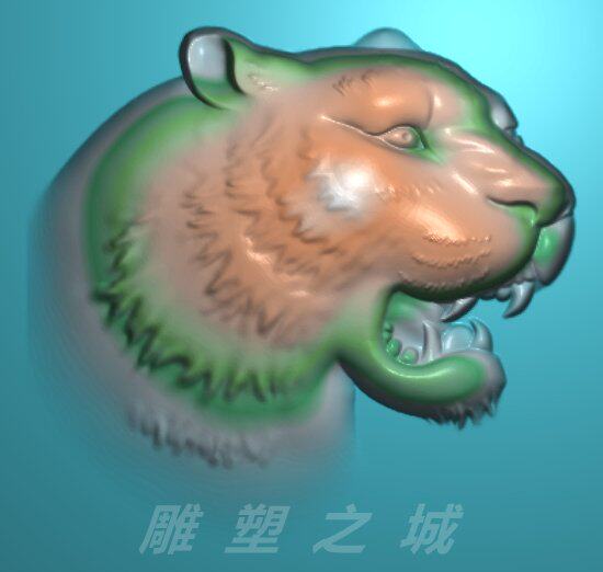 精雕图 浮雕图 灰度图 电脑雕刻图 jdp文件 挂件虎头