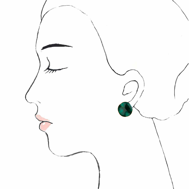 fellala翡拉拉绿光系列商场同款手绘彩晶珐琅耳钉欧美复古耳饰女