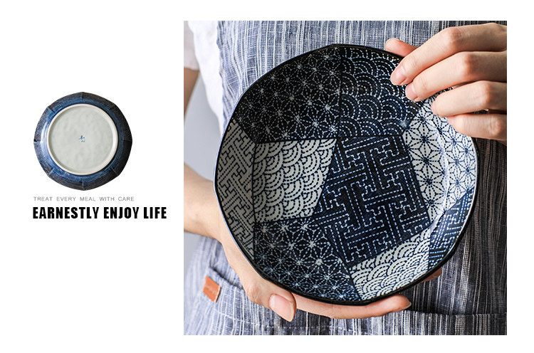 爱悦居-日本进口唐草16厘米盘子碟子 日式和风陶瓷器餐具原创菜盘_7折