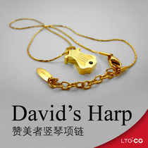 Gold Plated Ornament Hymn Poetry Class With Harp Compliment Necklace Woman Lock Bone Chain Ornament