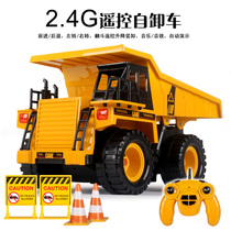 Childrens electric remote control dump truck toy boy dump truck model engineering truck truck loader car large