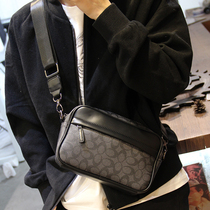 New and versatile single shoulder mens leather plaid mailbag sloped satchel pins fashion trends fashion trends