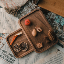 Cafe produces solid wood tray Japanese-style simple wooden plate Rectangular solid wood cup holder walnut dinner plate