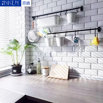 New bathroom tile bread brick small white brick 75*150 Kitchen balcony Nordic background wall floor tile