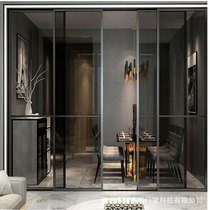 Kanglos 2 0 soundproof glass hanging rail door Kitchen living room Nordic Minimalist narrow frame floor rail sliding door custom