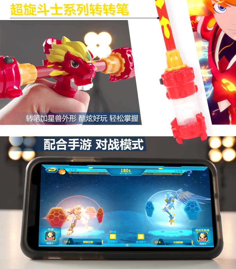 智高转战超旋斗士转转笔玩具超旋星戒炎魂转笔超炫变形星兽机器人商品详情图
