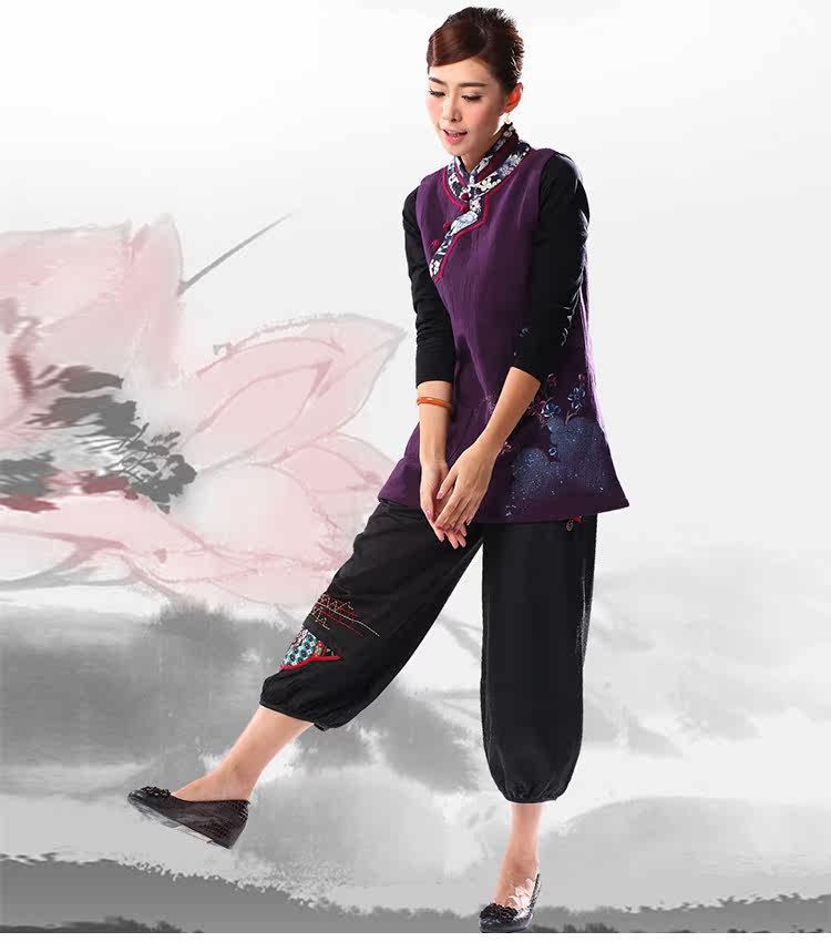 木棉道唐装秋冬女装中国民族风复古纯棉女装中长款背心马甲