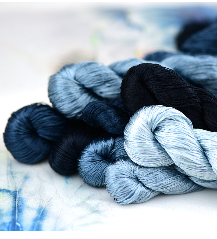 刺绣线绣花线绒花缠花绣缠花线用线靛蓝苏绣手工桑蚕丝线大支