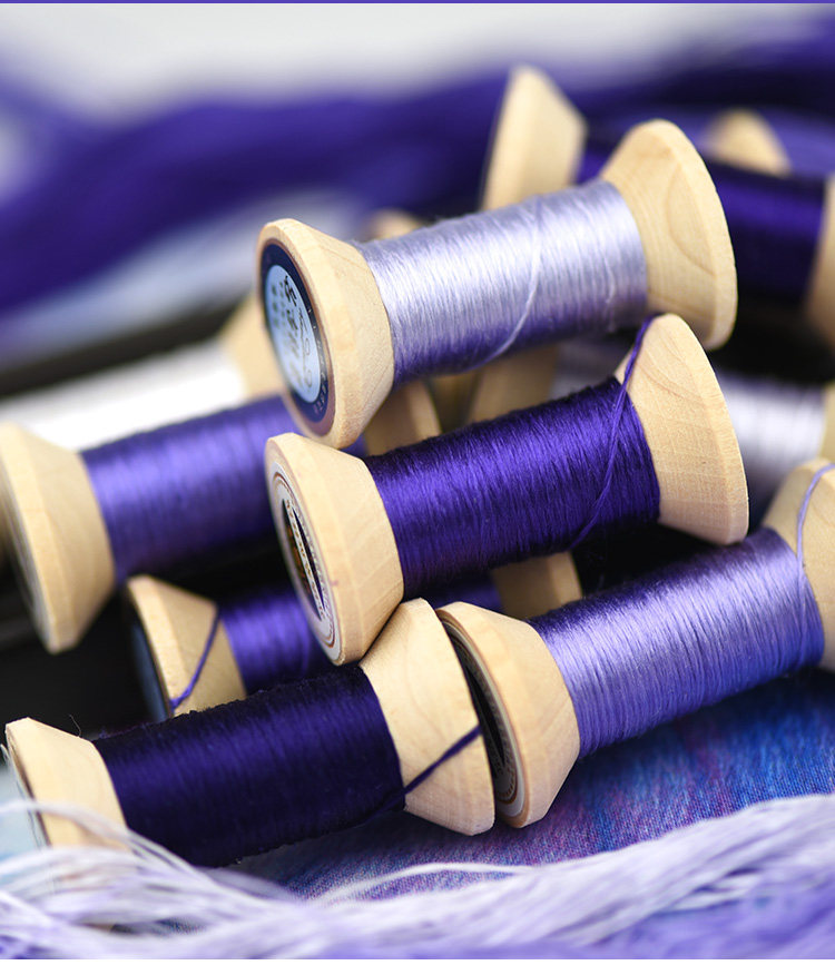 新品手工苏绣湘绣桑蚕丝绣花线真丝手工绣线常用紫色系蓝紫色