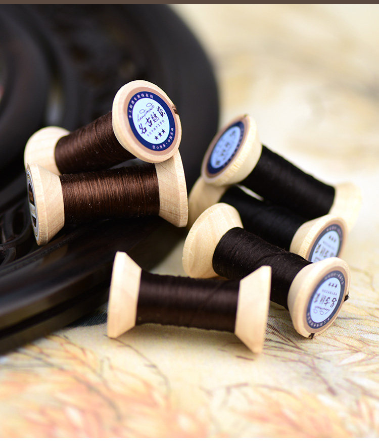 新品手工苏绣刺绣绣花桑蚕丝线缠花真丝手工刺绣线轴古朴深棕