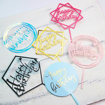 Happy birthday card acrylic cake row baking accessories golden shiny cake decoration variety