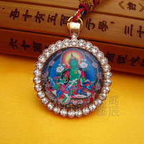 YC431 new green-degree mother Donka Buddha alloy inlaid with diamond-style necklace Tibetan method will be made of pendant custom