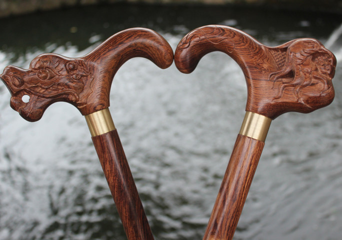 七钡勒实木拐杖高档红木拐杖木质手杖老人拐杖防滑拐棍龙头拐杖