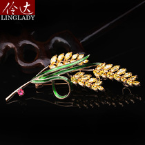 Lingda brooch European and American temperament wheat corsage pin accessories women autumn and winter fashion personality cardigan buckle