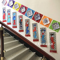 Kindergarten decorations Stair corridor wall decoration wall stickers ring creation Chinese style blue and white porcelain ethnic ornaments