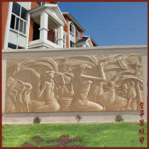 Sandstone relief mural hotel front desk entrance background wall clubhouse lobby decoration painting factory direct sales Dai girl