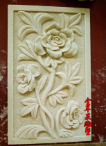 Sandstone relief wall hanging decorative cultural fossil wall hanging three-dimensional custom sandstone background wall blossoms rich rose Board