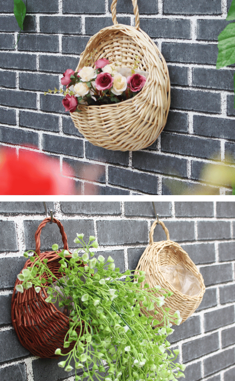 藤编壁挂花篮柳编花篮挂墙花盆装饰挂篮墙花盆墙壁装饰悬挂吊篮