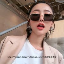 Europe and the United States Hong Kong style small frame sun glasses Korean version of retro rectangular net red hip hop pop dark glasses street shot tide men glasses