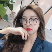 Korean version of retro square black frame glasses male art Joker small face plain face frame female students myopia eye mirror frame tide