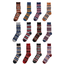 Retro mid-tube socks soft click style mens and womens socks high-quality cotton socks four seasons can be worn ethnic style 1970s socks tide