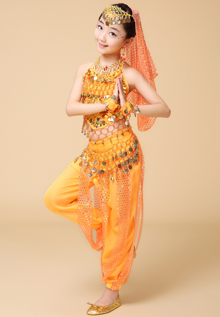 六一少儿舞蹈表演服 儿童肚皮舞套装演出服 印度舞蹈服装 女儿童_双氙