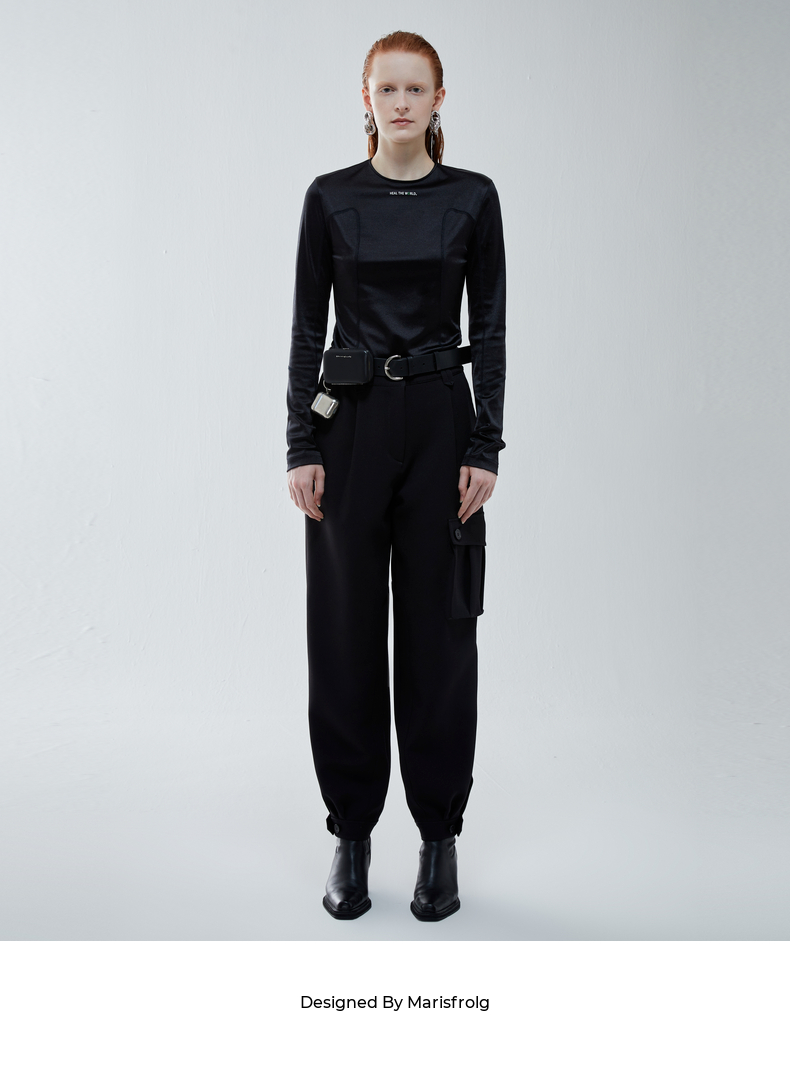 【经典版型】玛丝菲尔冬季新款黑色工装裤休闲裤裤子