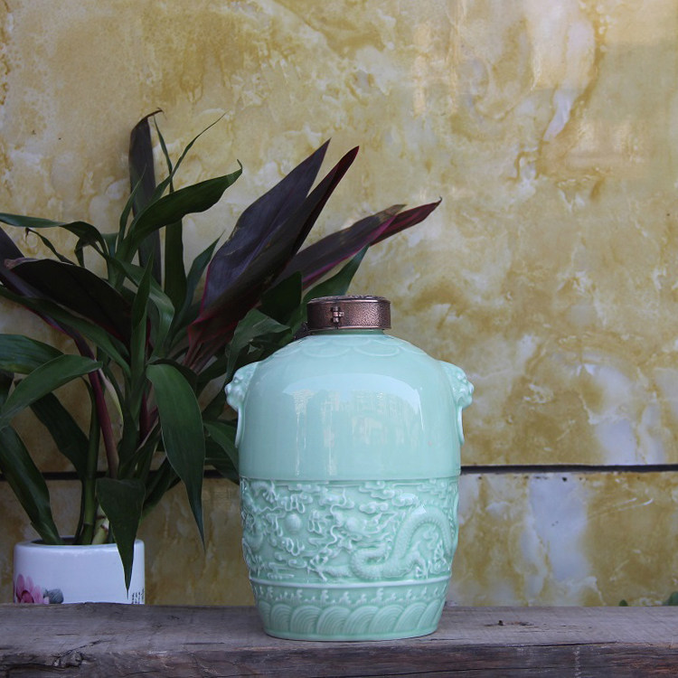 景德镇五斤装陶瓷套装酒瓶5斤白酒坛子散装酒酒具带盒配带锁扣