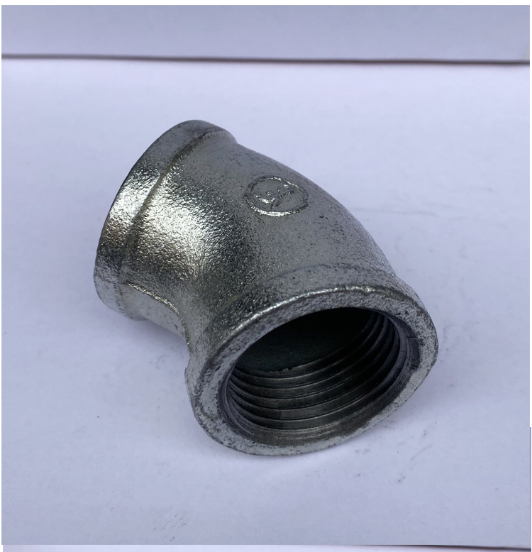 消防镀锌玛钢管件 镀锌45度弯头 镀锌直弯内丝45度弯头 水管接头