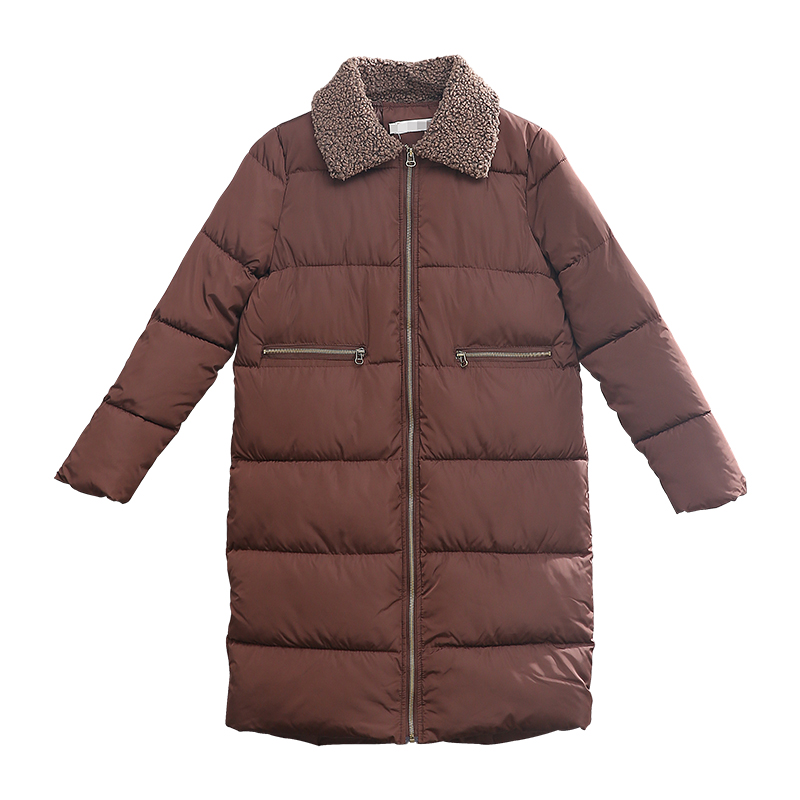 森绘出品复古羊羔毛领子冬季外套棉服女中长款大码羽绒棉棉衣棉袄