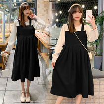 Pregnant Woman Spring Dress 2022 Fashion New Gestational Woman Dress With Dress Superior Sense Splicing Fake Two Round Neckline Dress Surges