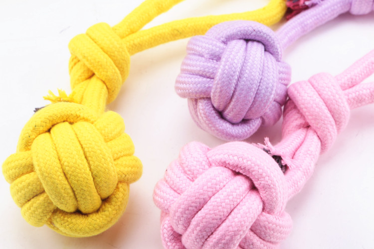 大爱的糖果色 编织绳结宠物狗狗玩具绳球 拖鞋 哑铃 健齿磨牙