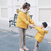 Mother of Deer 2022 autumn and winter Western Qi different parent-child outfit mother-child family hooded cotton coat trendy