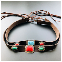 Mongolian leather strap headwear hair stirrup with male and female hair rope adult children dance clothing accessories adjustable head strap