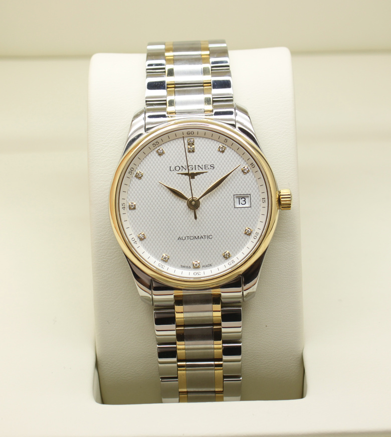 二手间金带钻原装正品 longines浪琴名匠系列机械男表 l2.518.5.77.