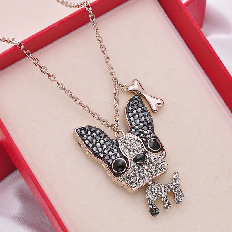 可爱小狗吊坠个性毛衣链长款百搭秋冬日韩国时尚大气项链女配饰品_7折