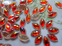 Blue Red Gold Purple Horse Eye Shape Hand Stitch Drill 7 X 15mm Clothes Drill Flat Bottom Acrylic Clothing Bag accessories