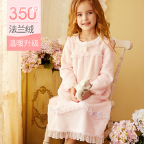 RoseTree Children Sleep Skirt Woman Autumn Winter Flannel Baby Girl Princess Pyjamas Pyjamas coral suede thickened warmth