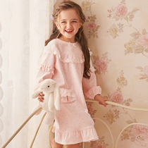 RoseTree Girls Night Dress Autumn Big Child Princess Cotton Long Sleeve Night Dress Little girl Cute baby Pajamas