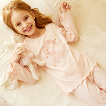 RoseTree children pyjamas womens spring autumn pure cotton thin section Long sleeves girl suit cute girl babys home clothes